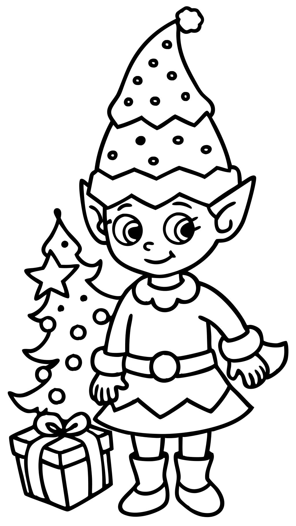 coloring pages of christmas elves